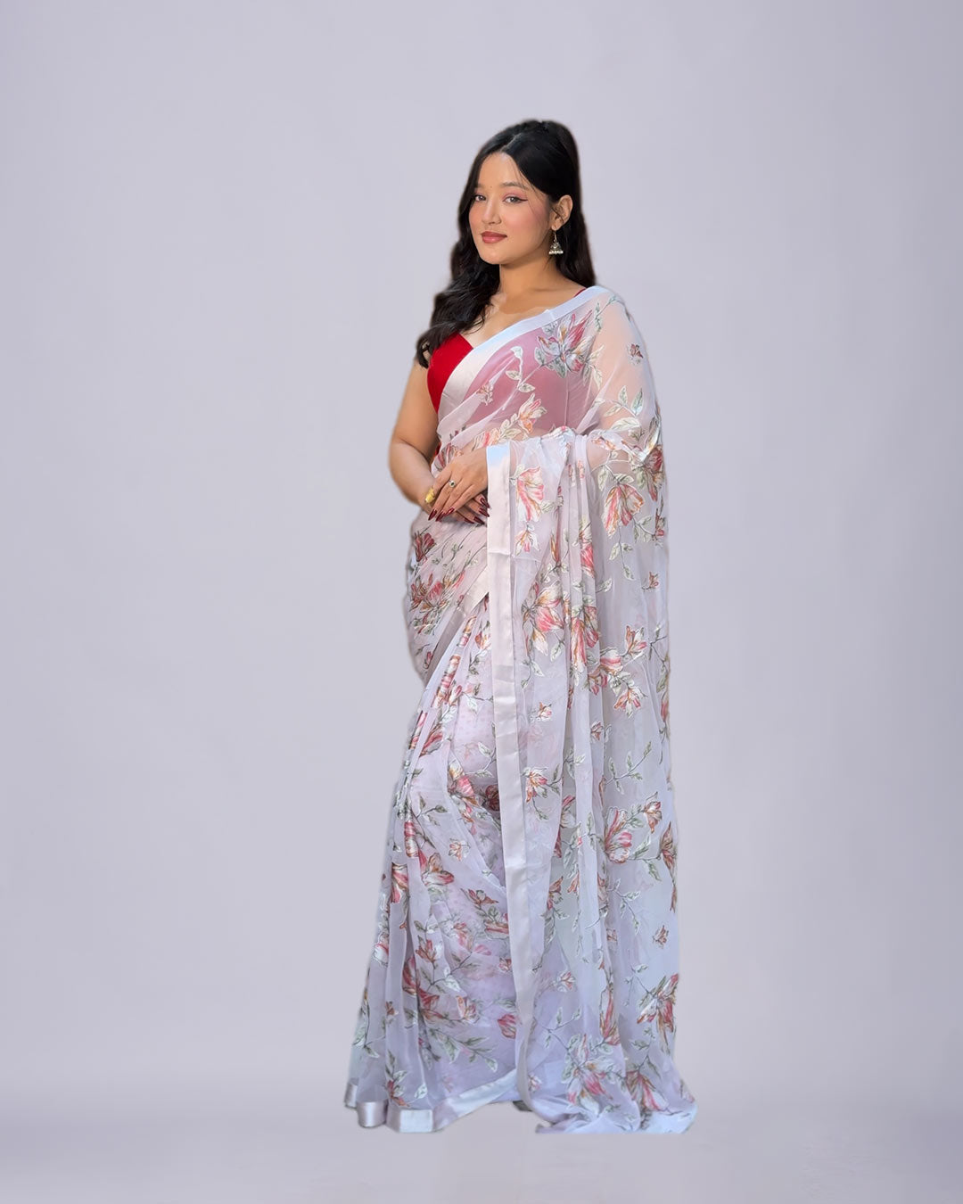 Blush Serenity – Brasso Work Saree