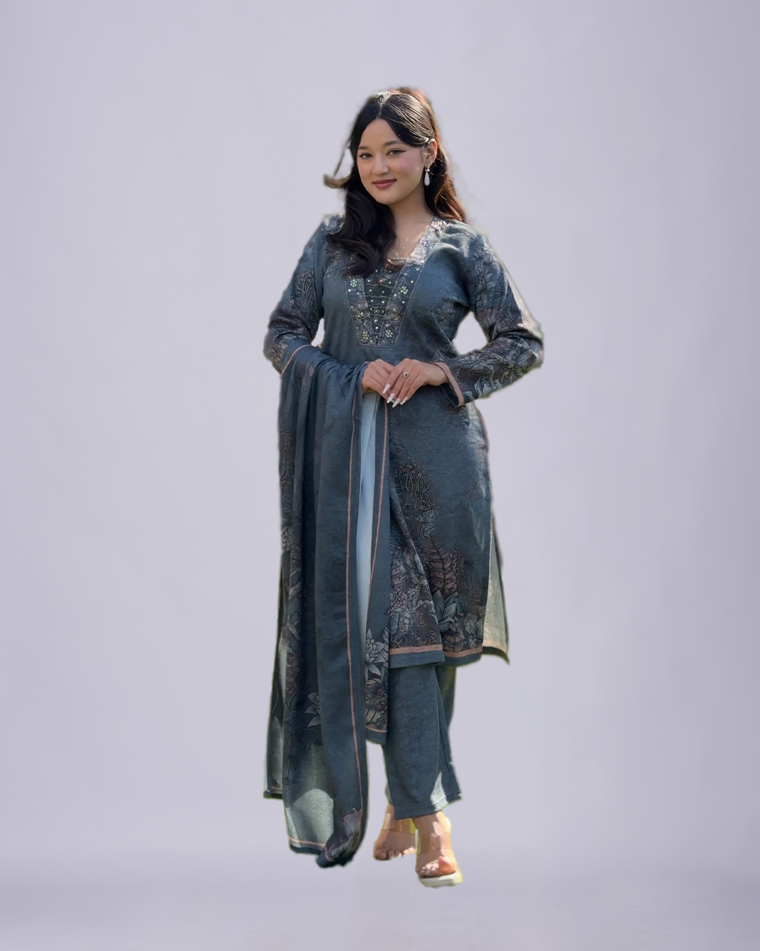 Moonstone Grace – Karachi Velvet Embroidered Set