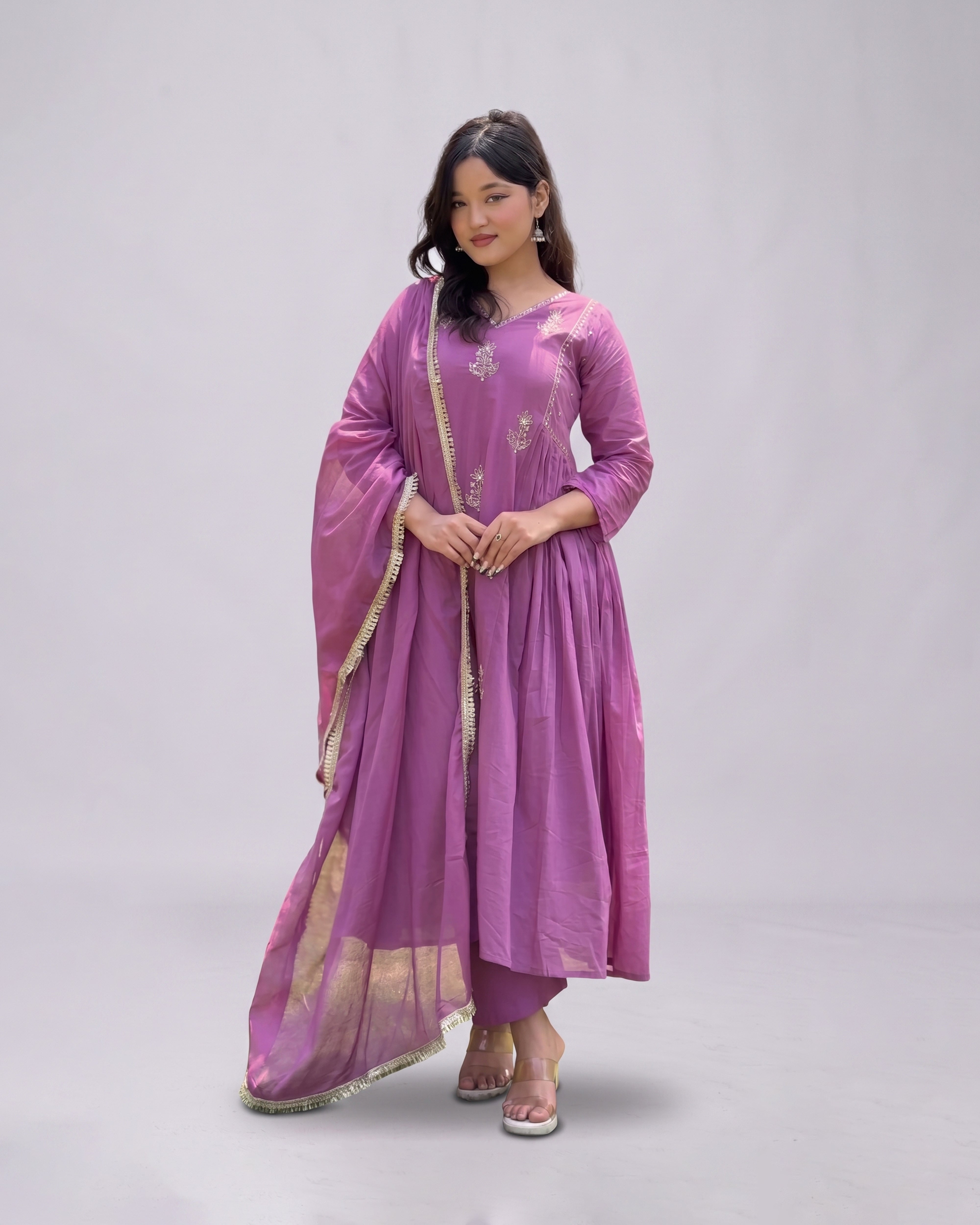 Purple Grace Handwork Kurthi Set