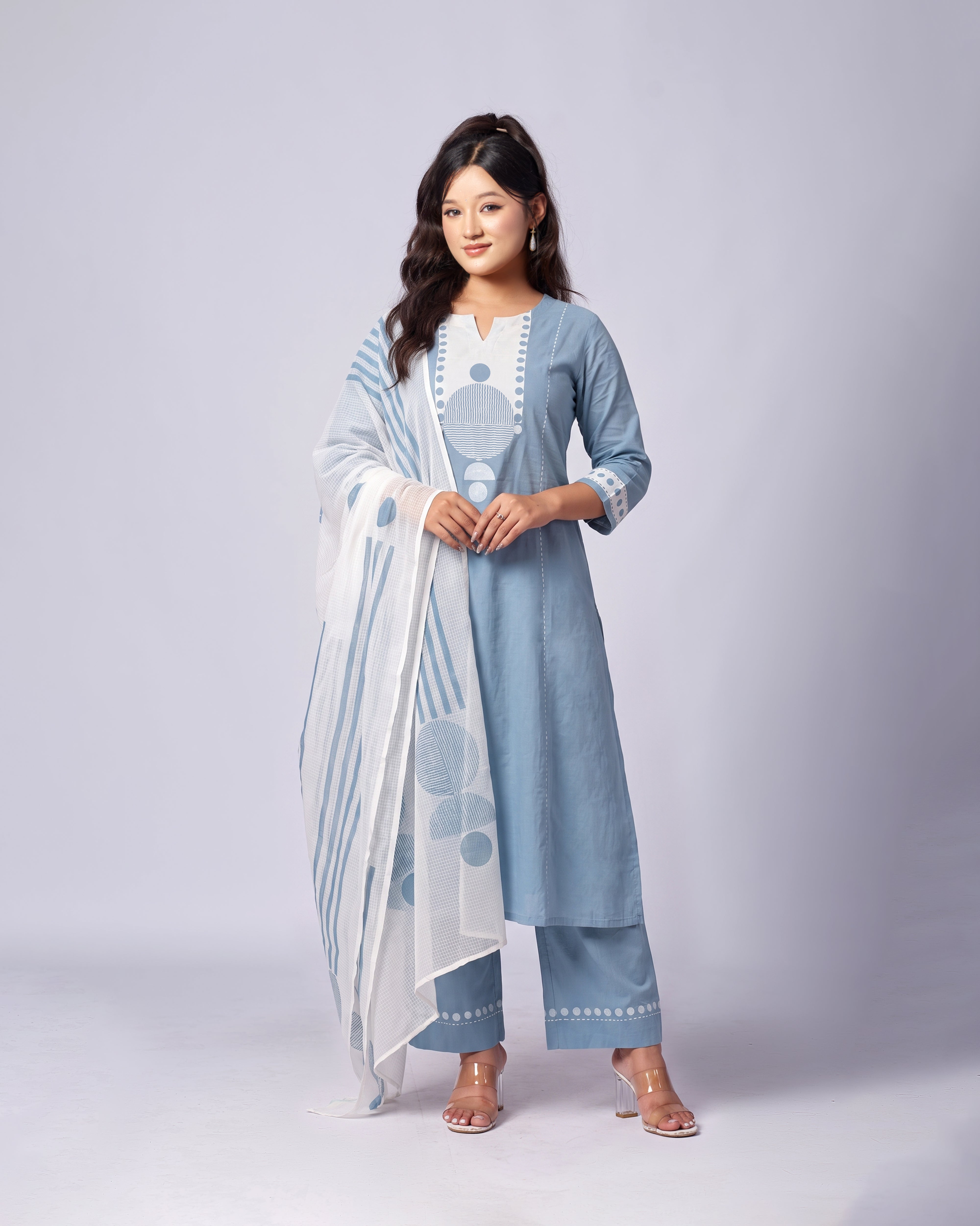 Pure Cotton Block Print Set – Blue
