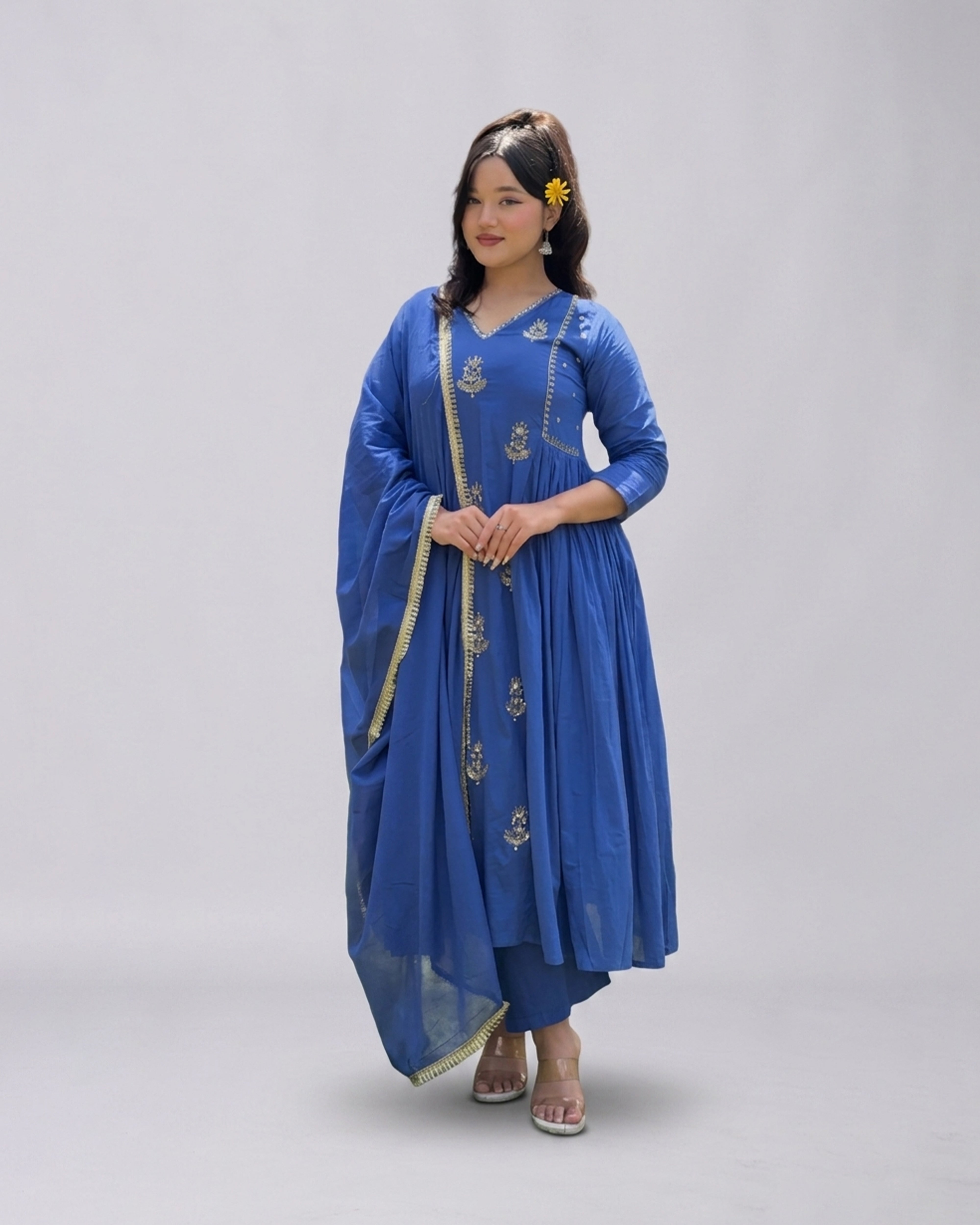 Mayju Blue Grace Handwork Kurthi Set