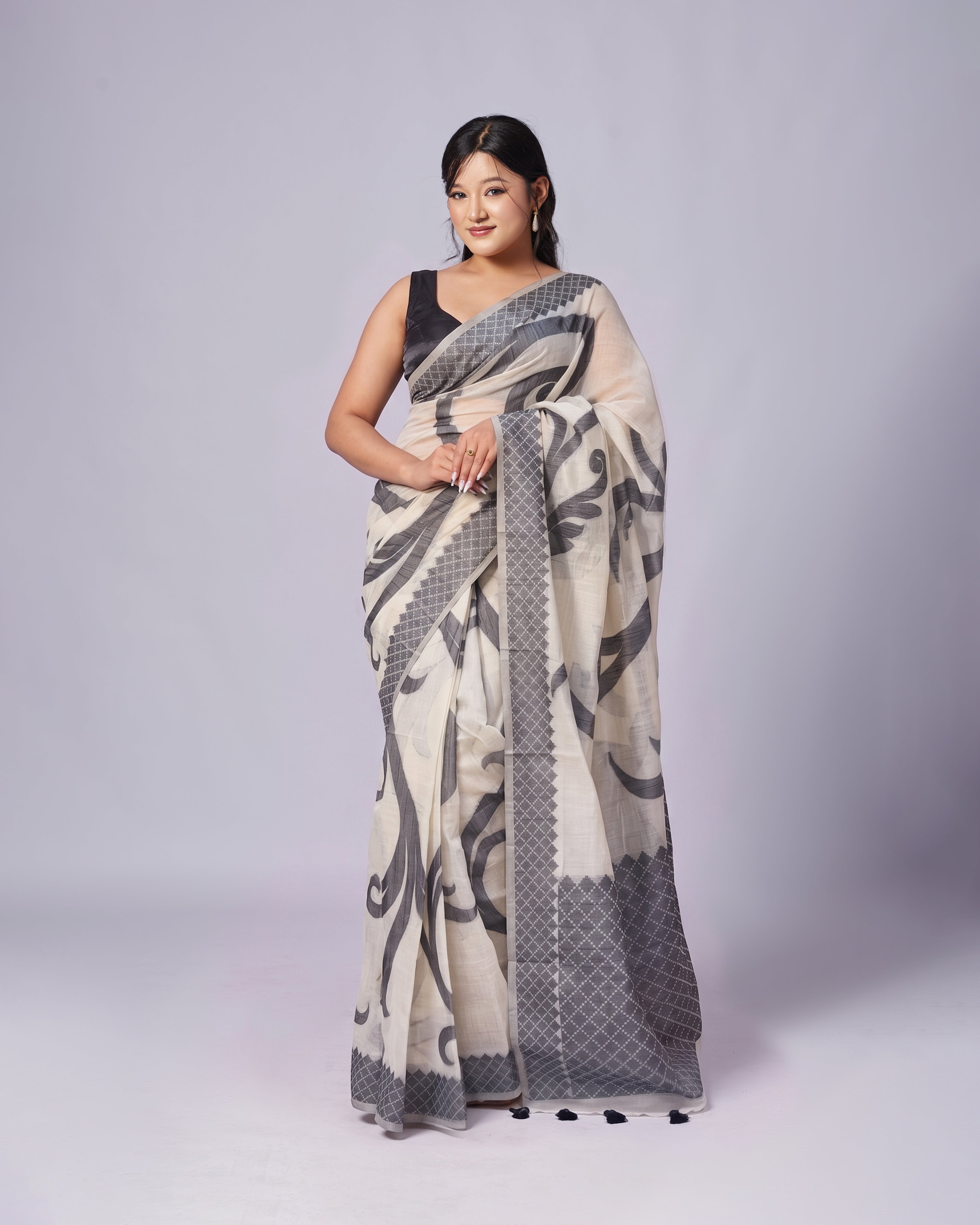 Black Linen Saree