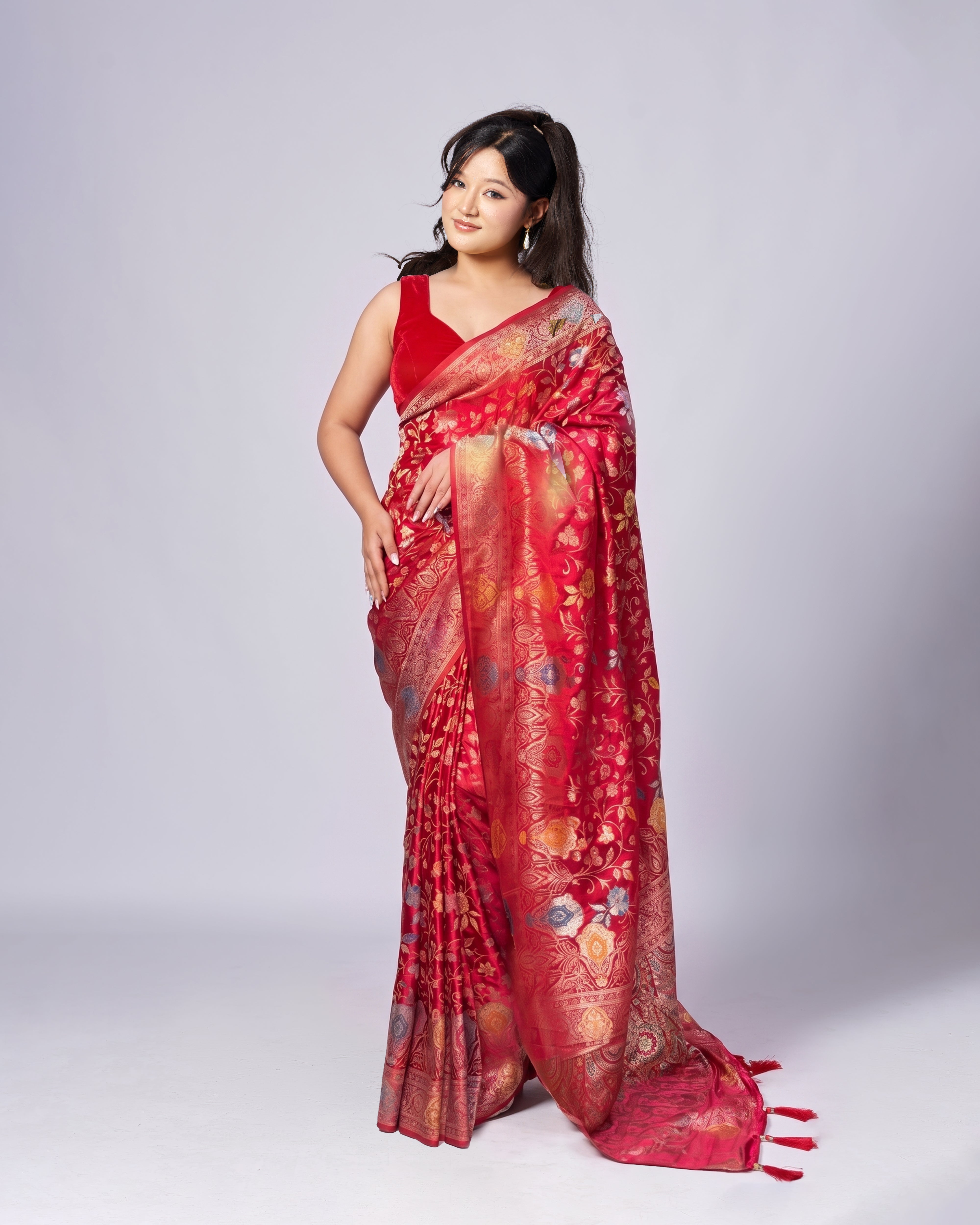 Mayju Crimson Heritage Silk Saree -By MAYJU