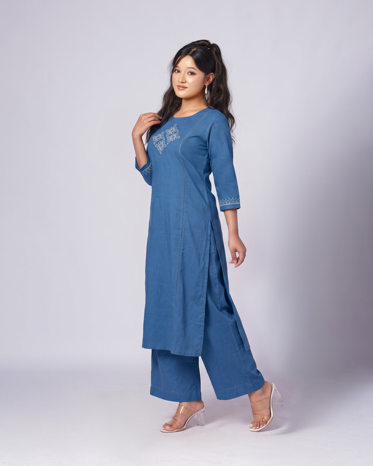 Embroidered Handloom Cotton Co-ords Set