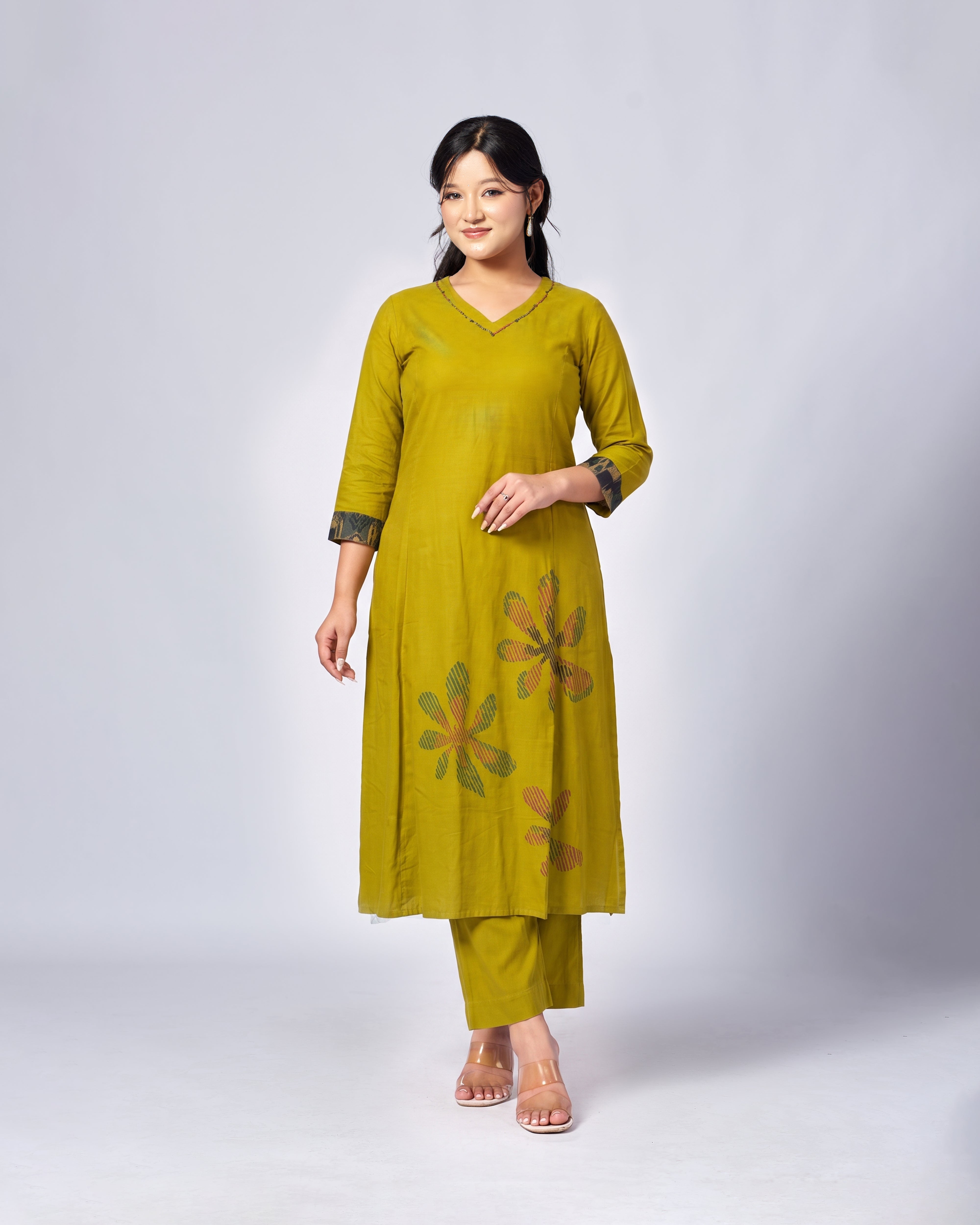 Olive Green Printed Cotton Co-ords Set