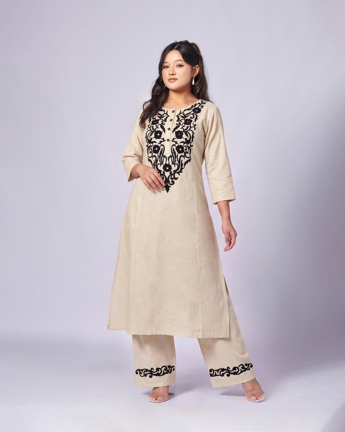 Embroidered Khadi Cotton Co-ords Set