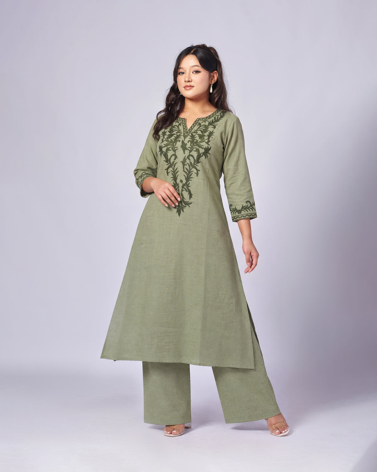 Embroidered Khadi Cotton Co-ords Set