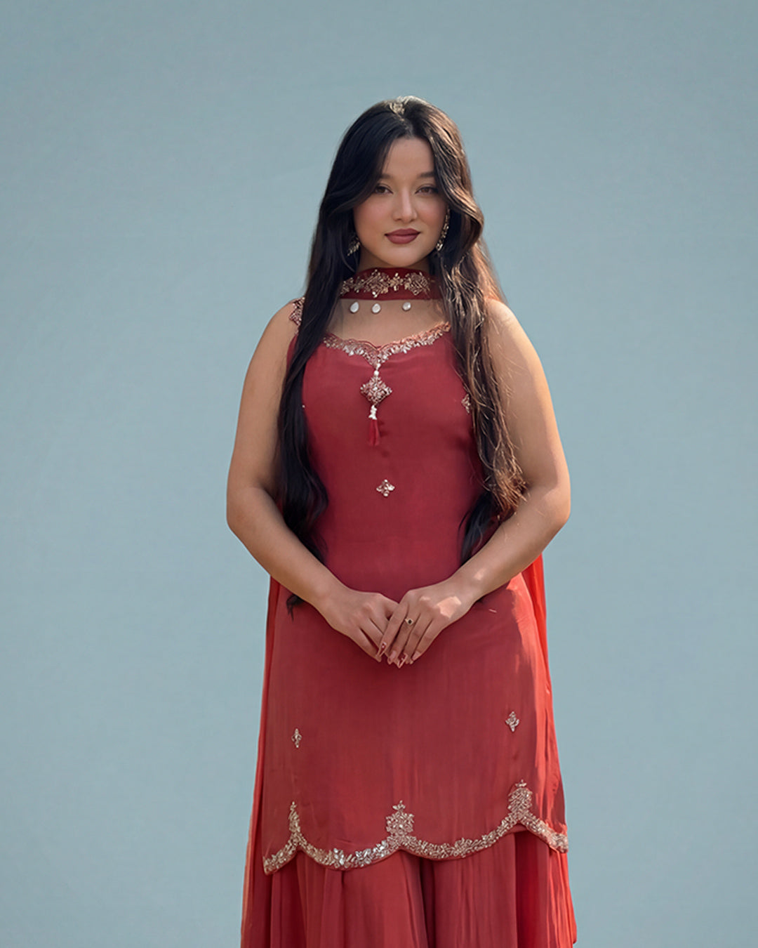 Ruby Aarya Elegance – Premium Upada Silk Sharara Set