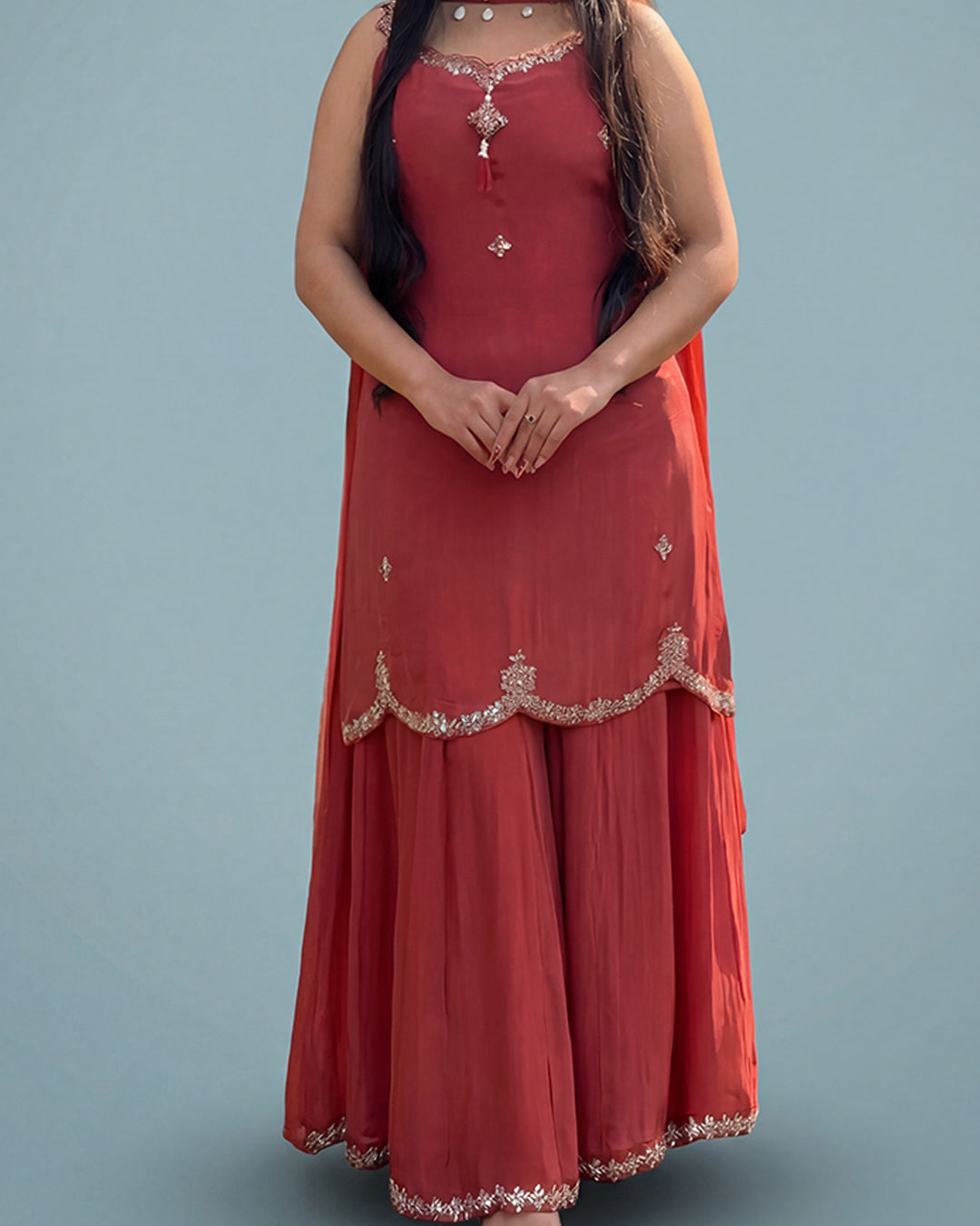 Ruby Aarya Elegance – Premium Upada Silk Sharara Set