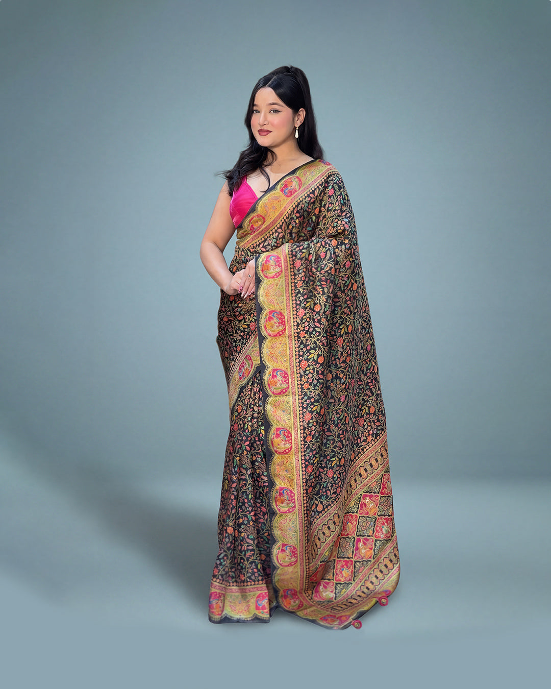 Majestic Kashmiri Elegance – Pure Kashmeri Weaving Silk Saree