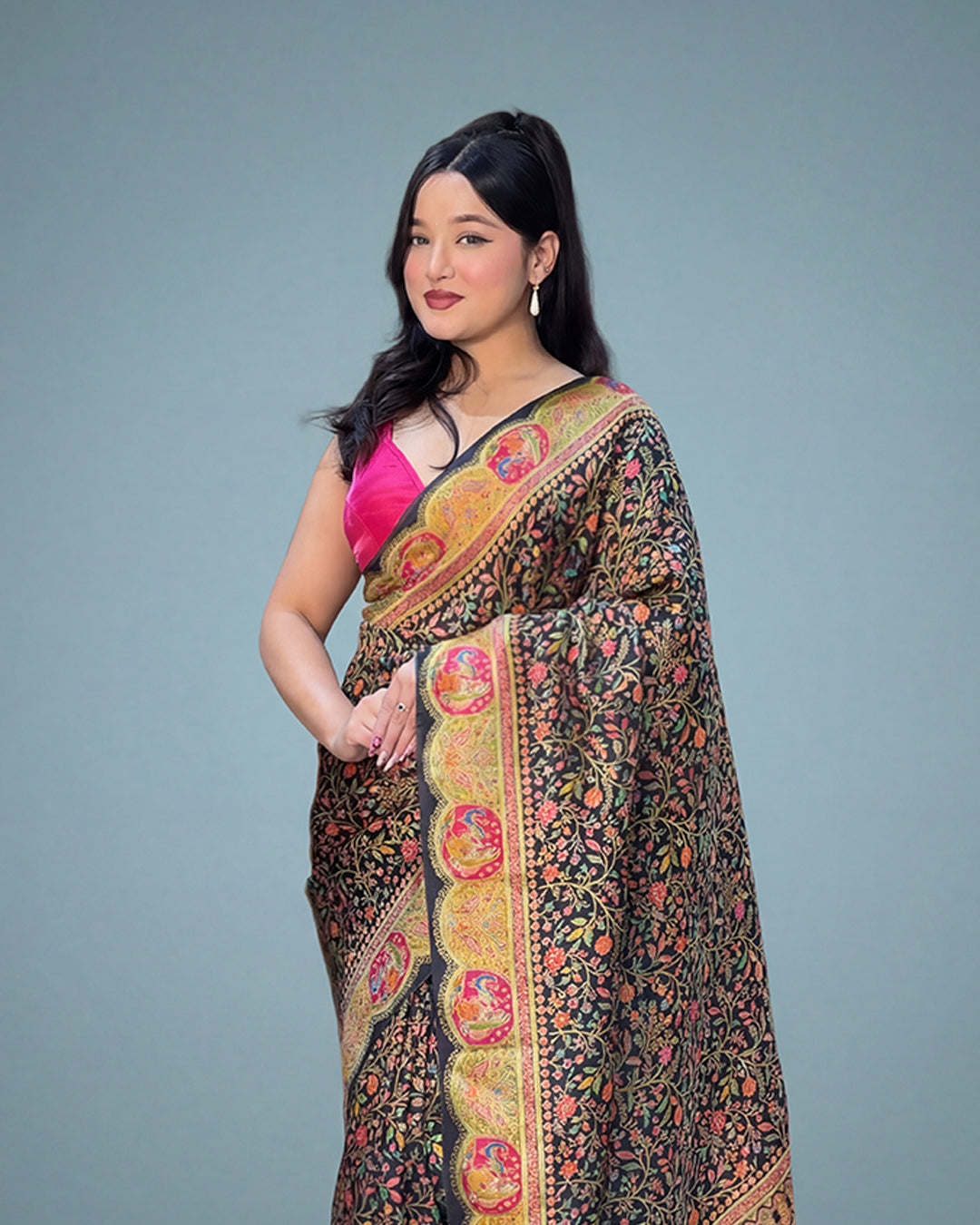 Majestic Kashmiri Elegance – Pure Kashmeri Weaving Silk Saree