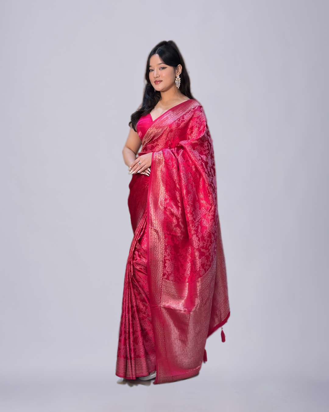 Ruby Radiance – Satin Silk Saree