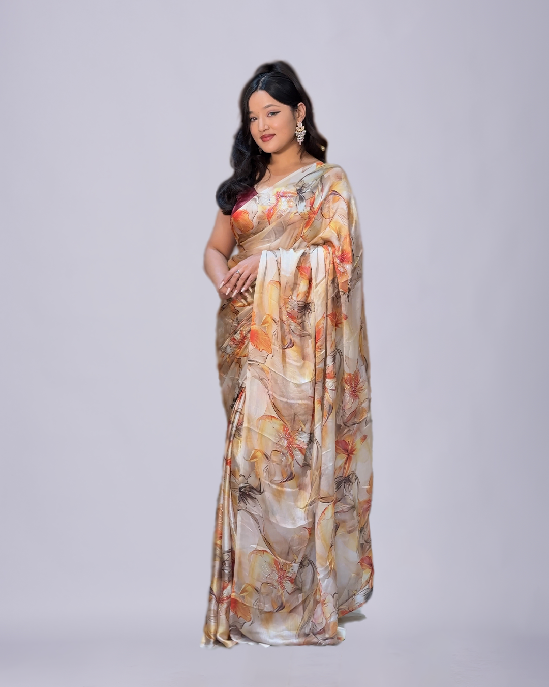 Crape silk saree