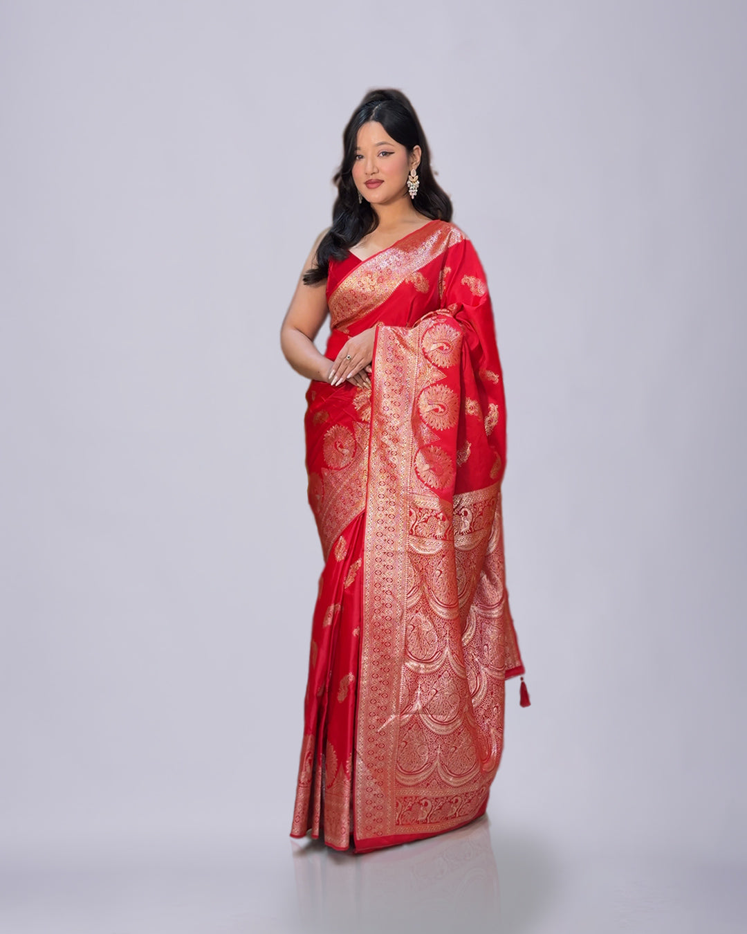 Crimson Royal Weave – Premium Banarashi Silk Saree