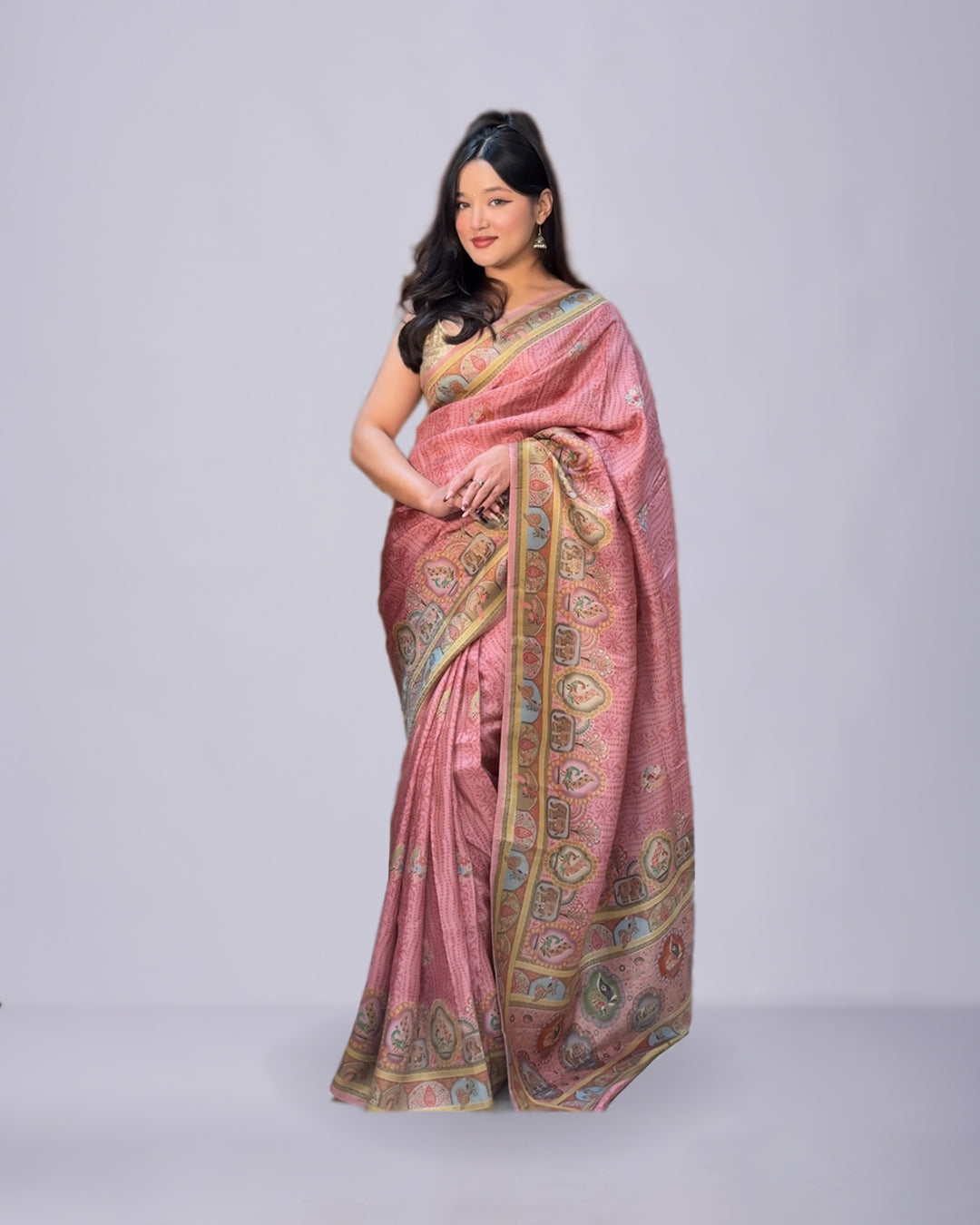 Elegant Rose Heritage South Silk Saree