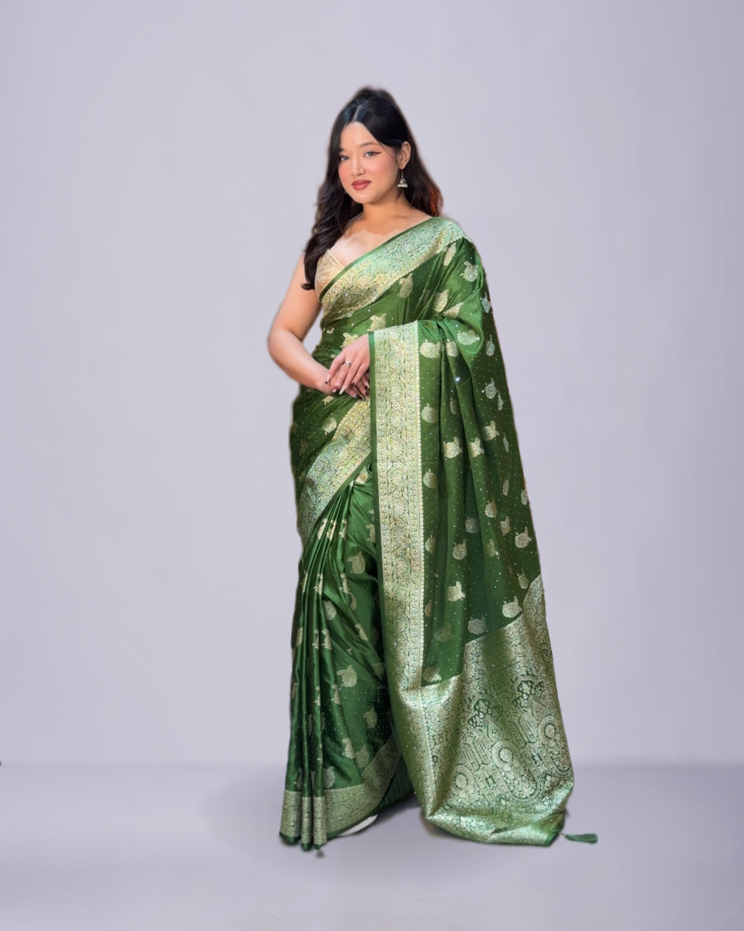 Emerald Banarasi Grace – Premium Banarasi Silk Saree