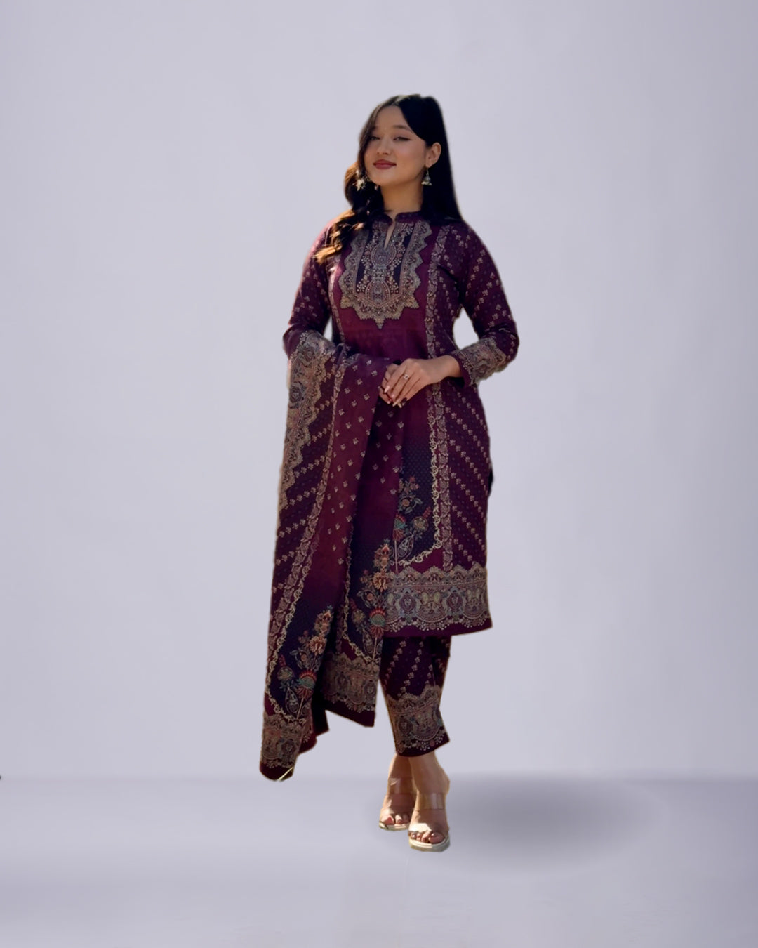 Royal Maroon Heritage – Premium Woolen Ethnic Set