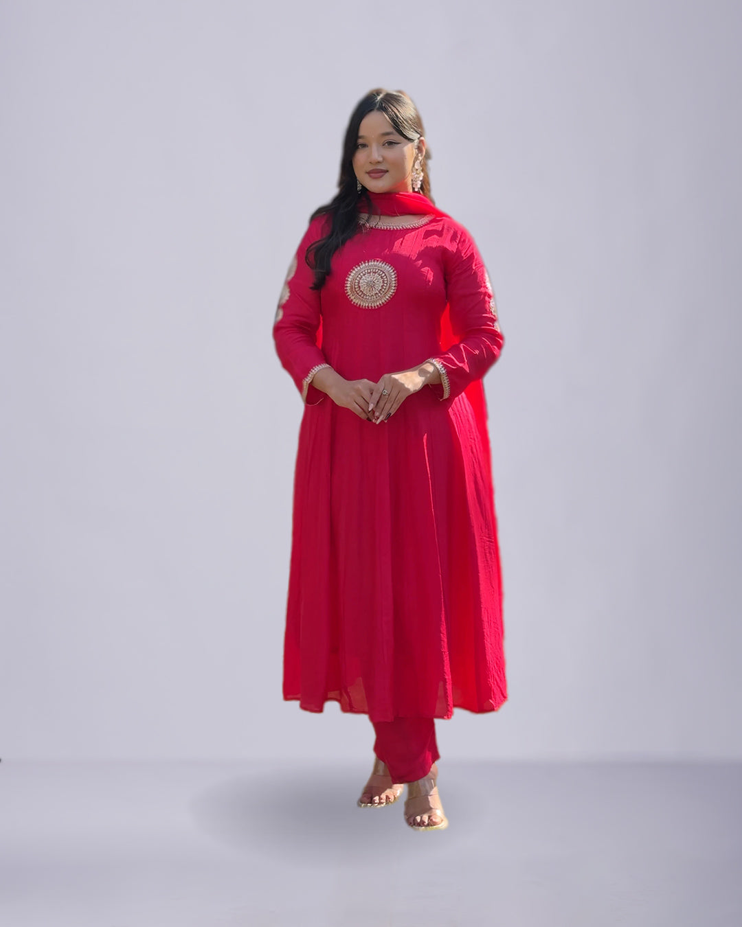 Rose Pink Aura Grace – Elegant Anarkali Set