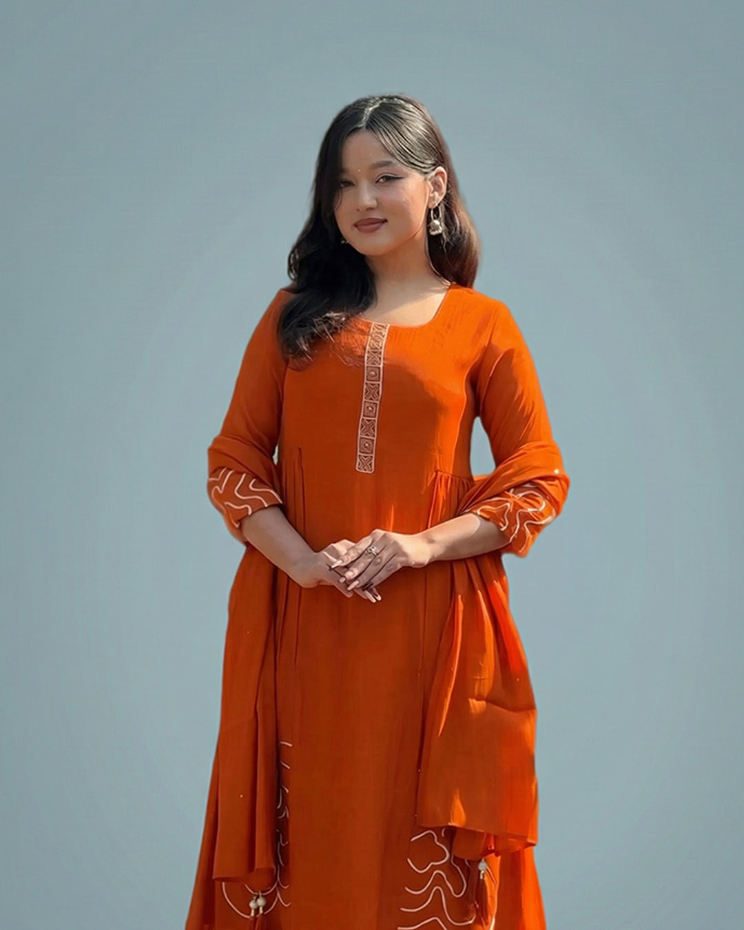 Saffron Glow Elegance Silk Kurta Set By MAYJU
