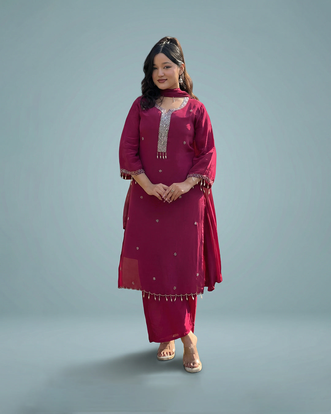 Ruby Charm – Premium Pakistani Silk Kurta Set