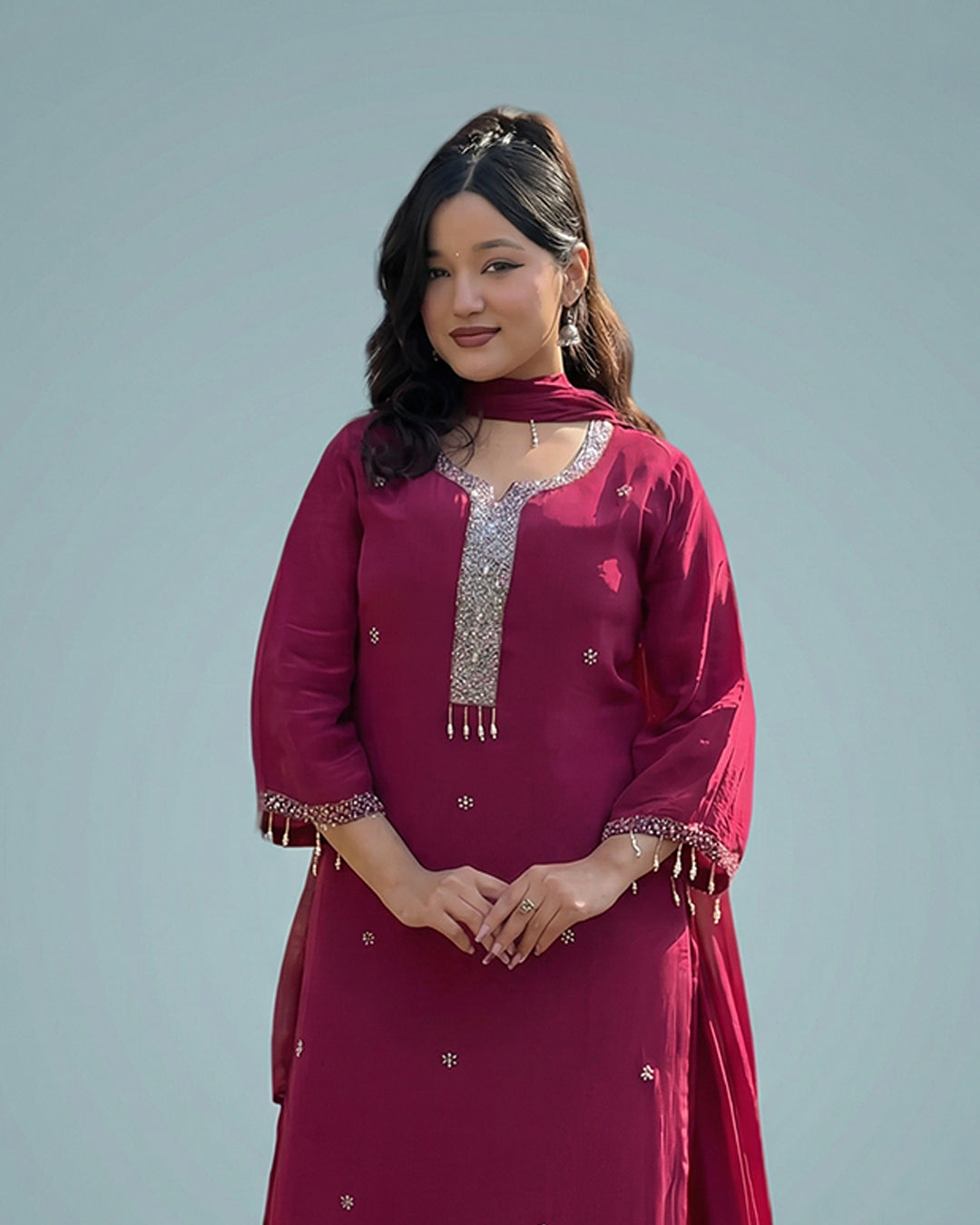 Ruby Charm – Premium Pakistani Silk Kurta Set