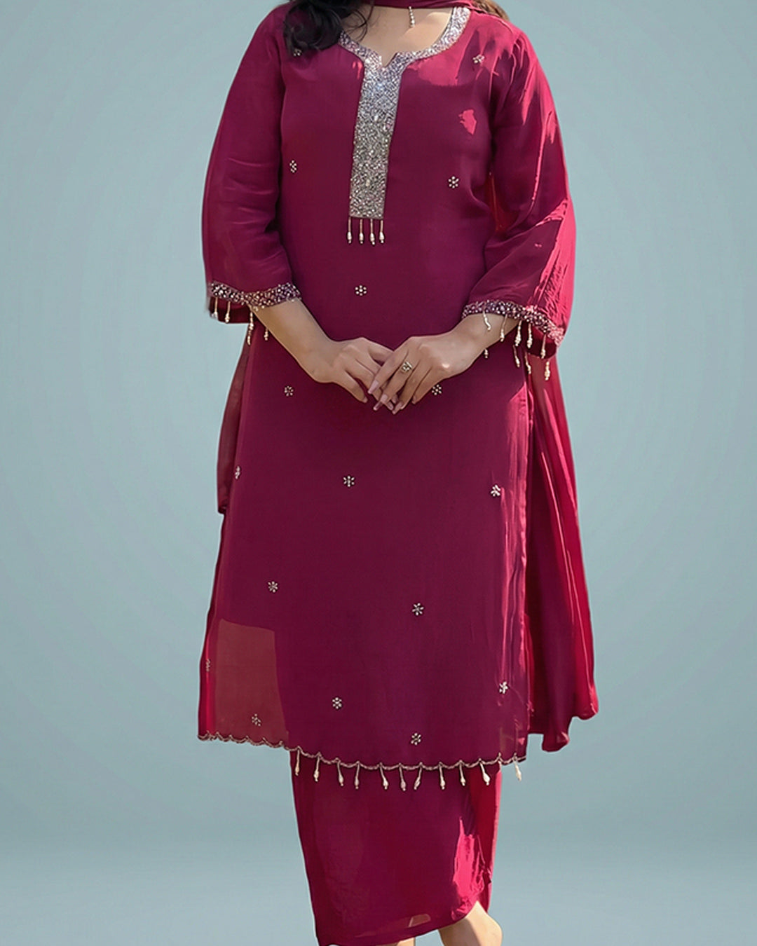 Ruby Charm – Premium Pakistani Silk Kurta Set