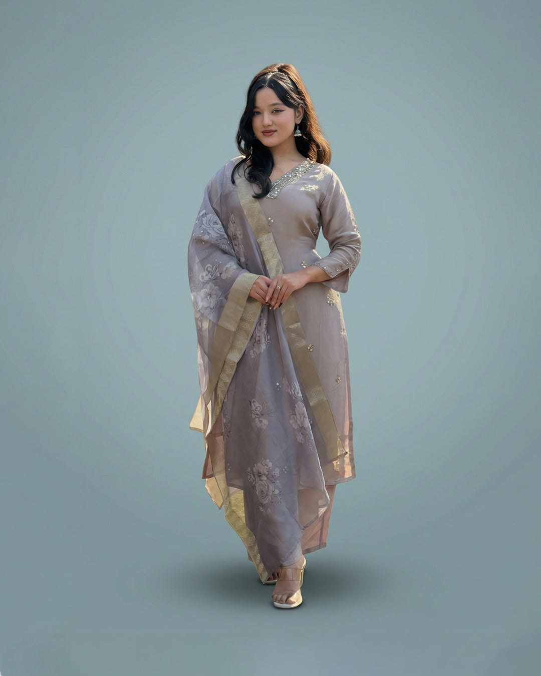 Mauve Whisper Elegance – Premium Pakistani Silk Kurta Set
