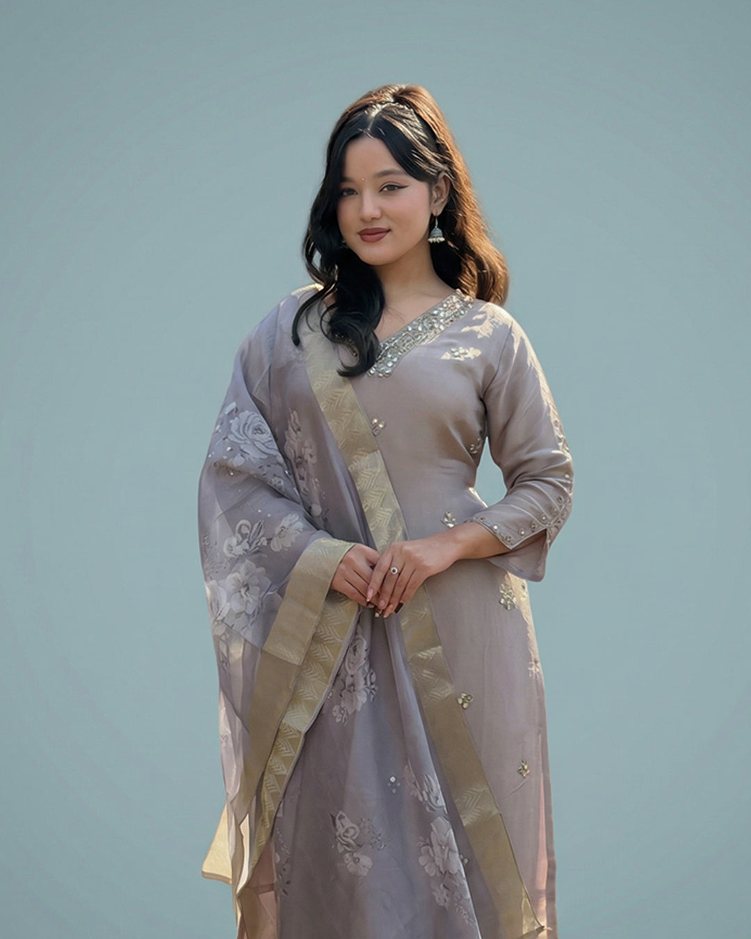 Mauve Whisper Elegance – Premium Pakistani Silk Kurta Set