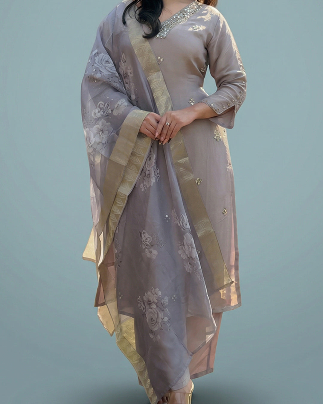 Mauve Whisper Elegance – Premium Pakistani Silk Kurta Set