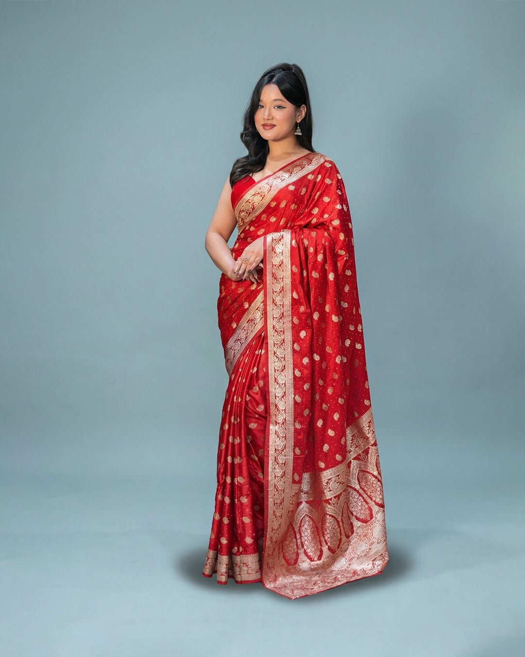Crimson Royale Heritage – Satin Silk Banarasi Saree