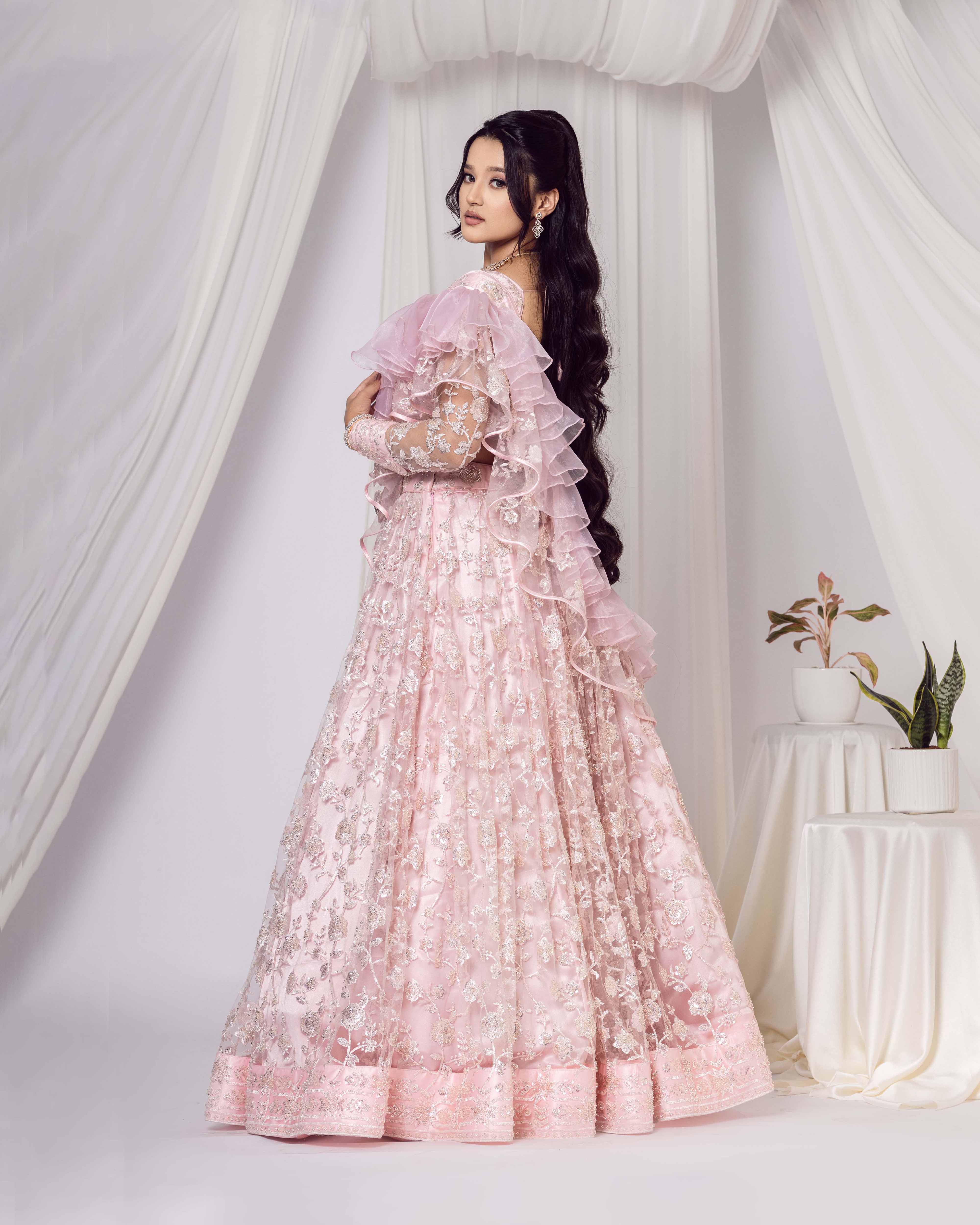 Blush Pink Handwork Lehenga Set -By Mayju