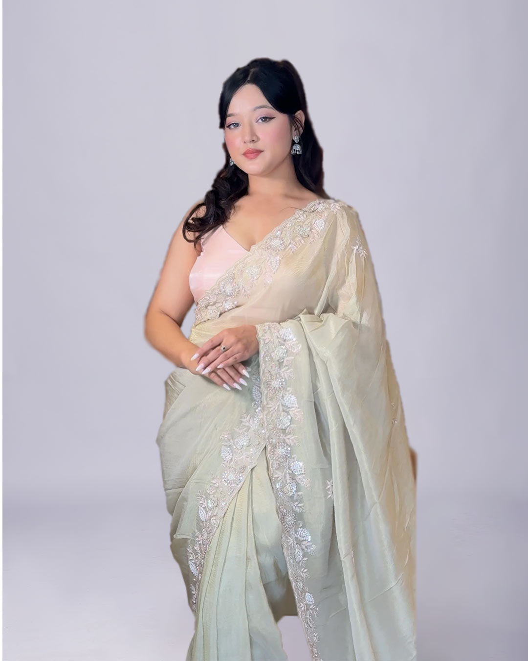 Regal Glow Golden Silk Saree with Hand Embroidery