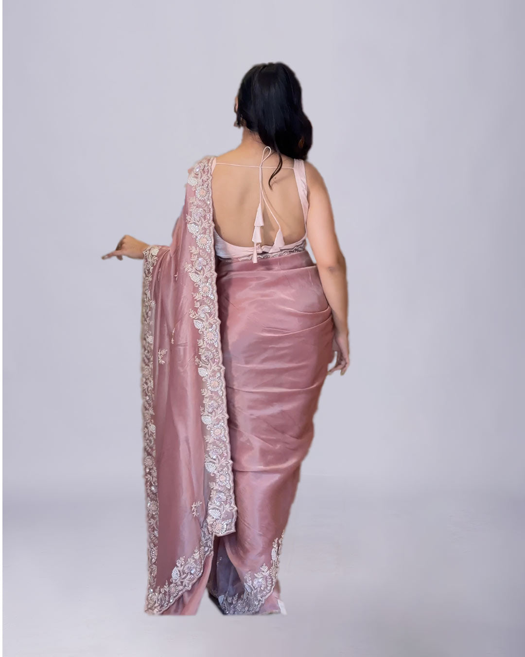 Pink Blush Radiance Shimmer Silk Saree