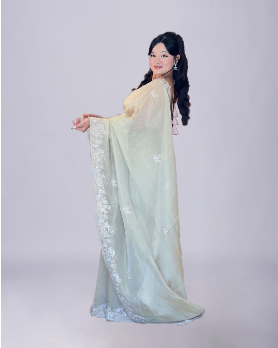 Regal Glow Golden Silk Saree with Hand Embroidery