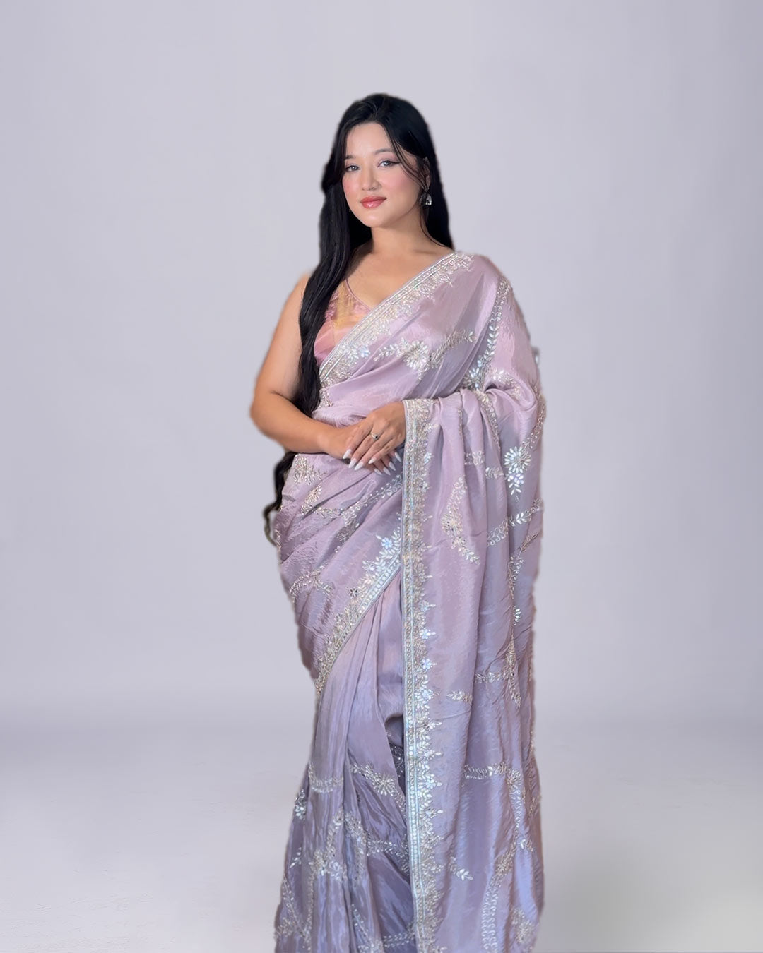 Purple Blossom Gota Patti Saree