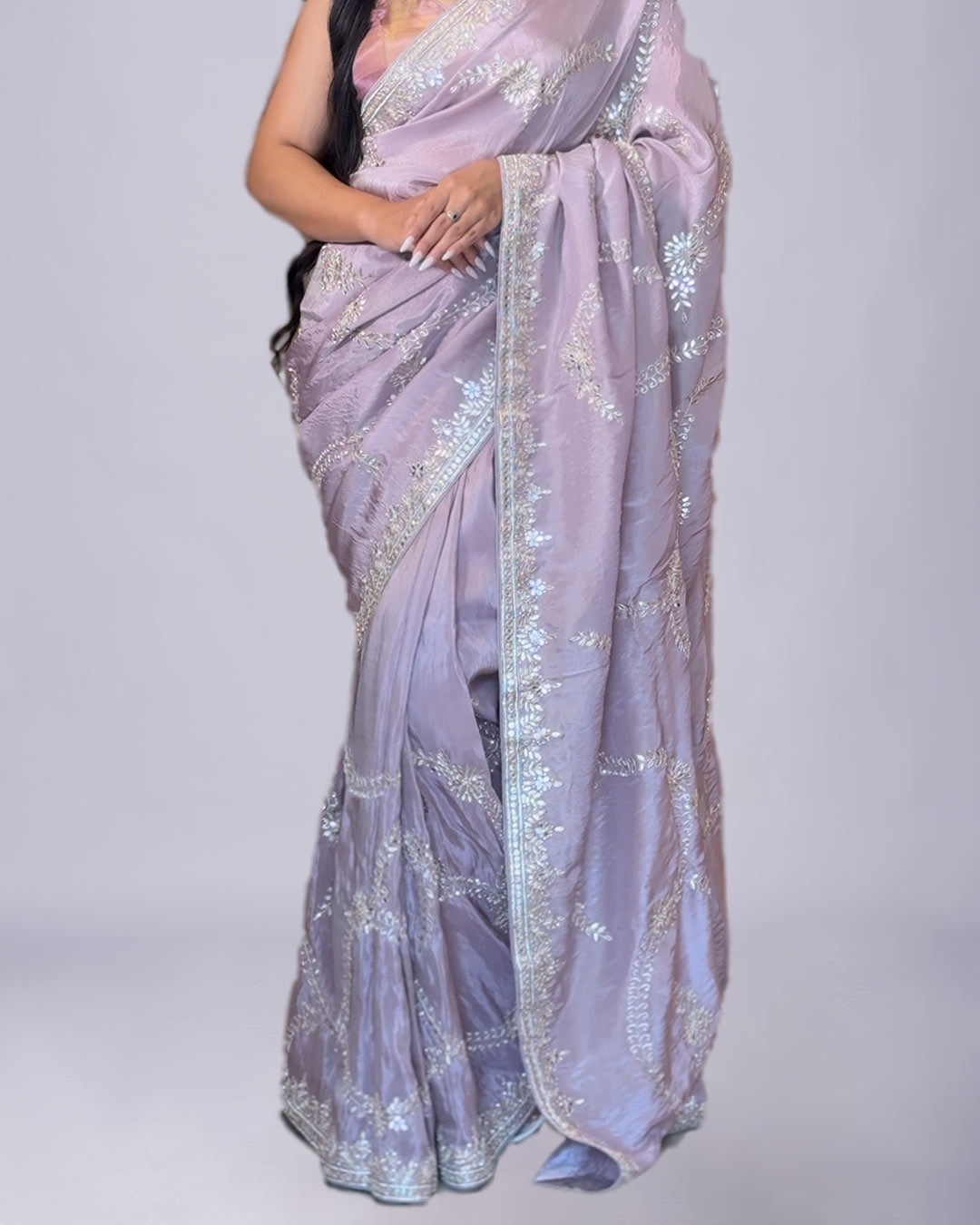 Purple Blossom Gota Patti Saree