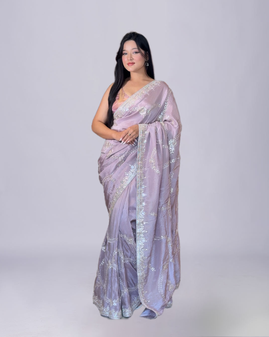 Purple Blossom Gota Patti Saree