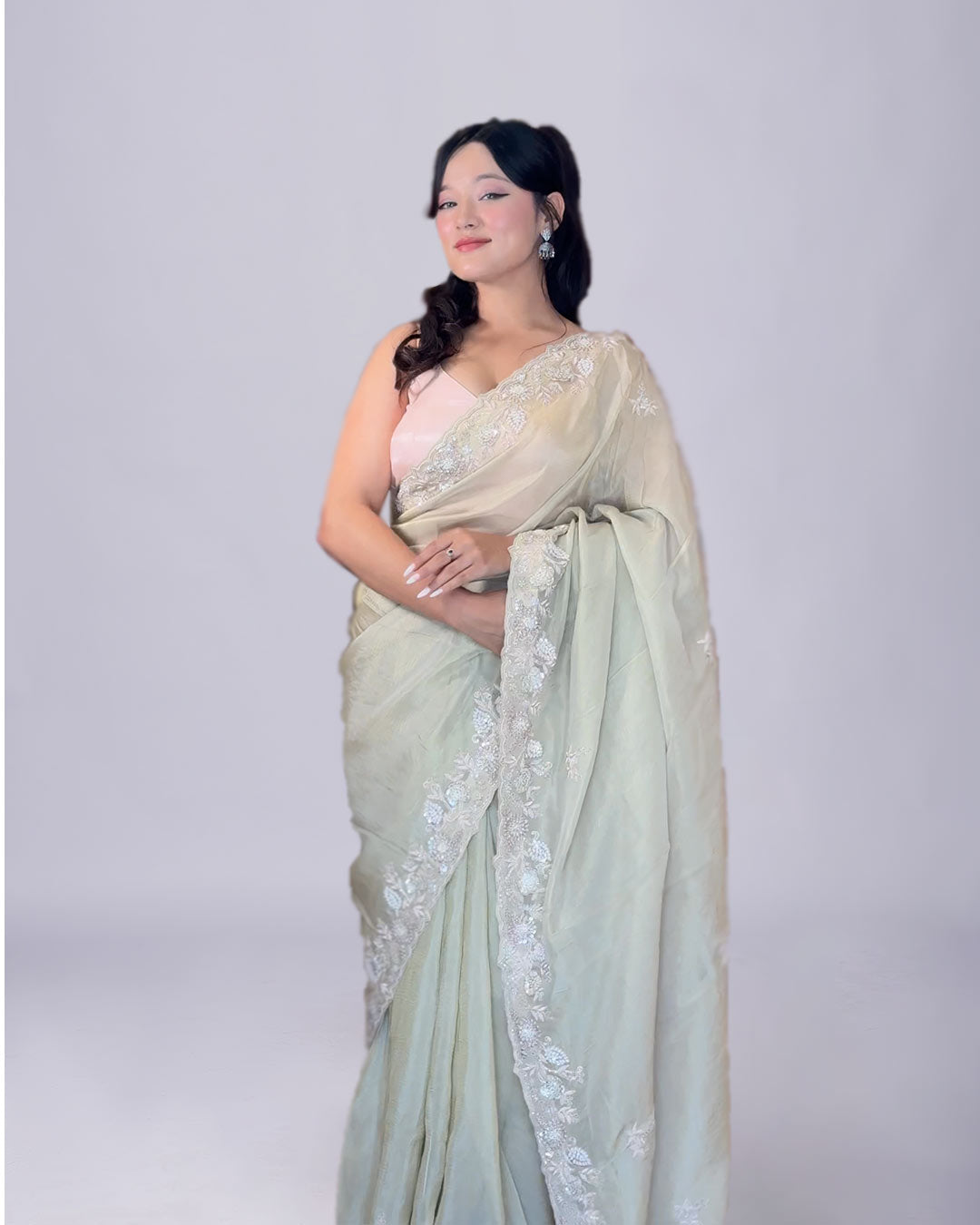 Regal Glow Golden Silk Saree with Hand Embroidery