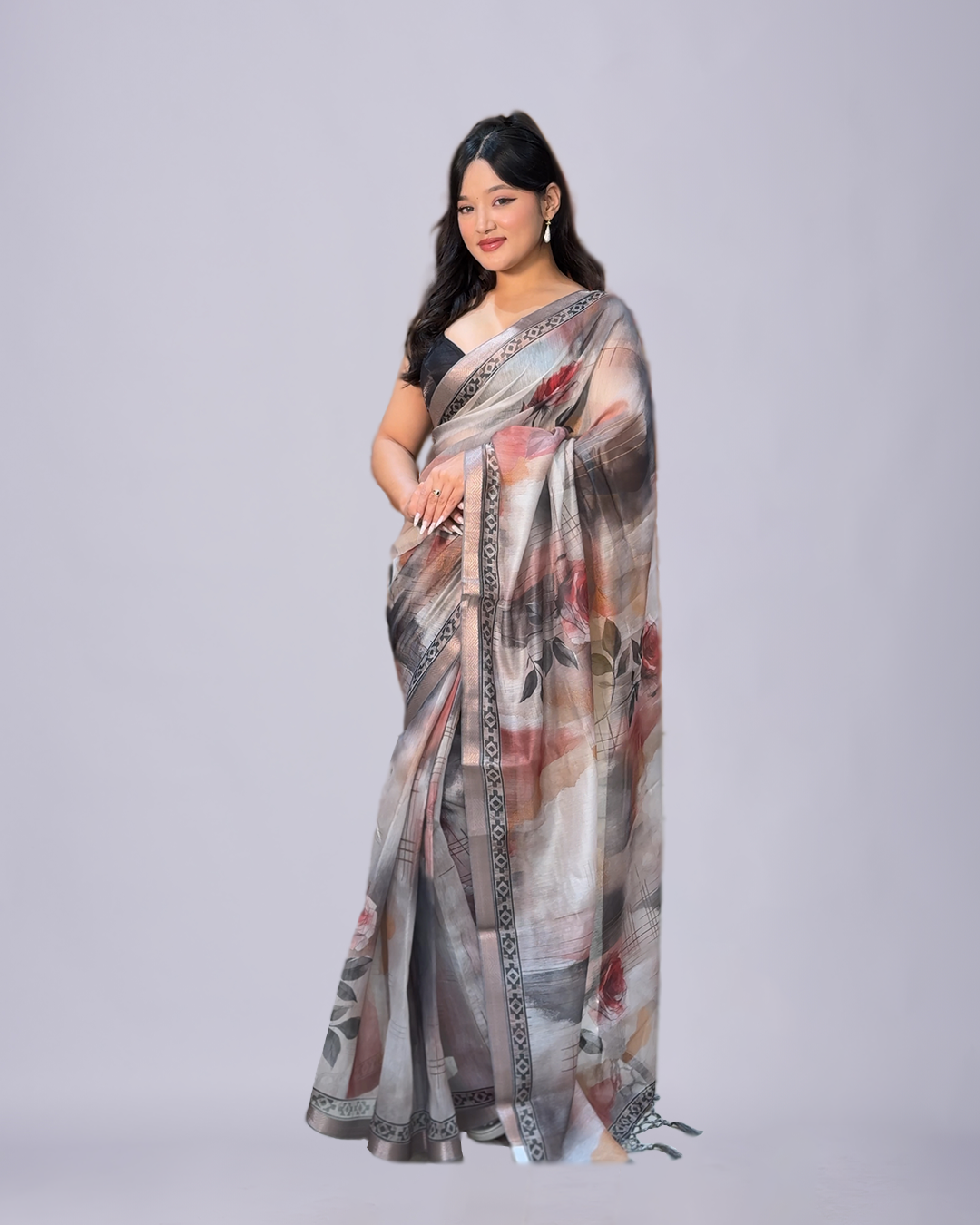 Misty Rose – Premium Linen Saree