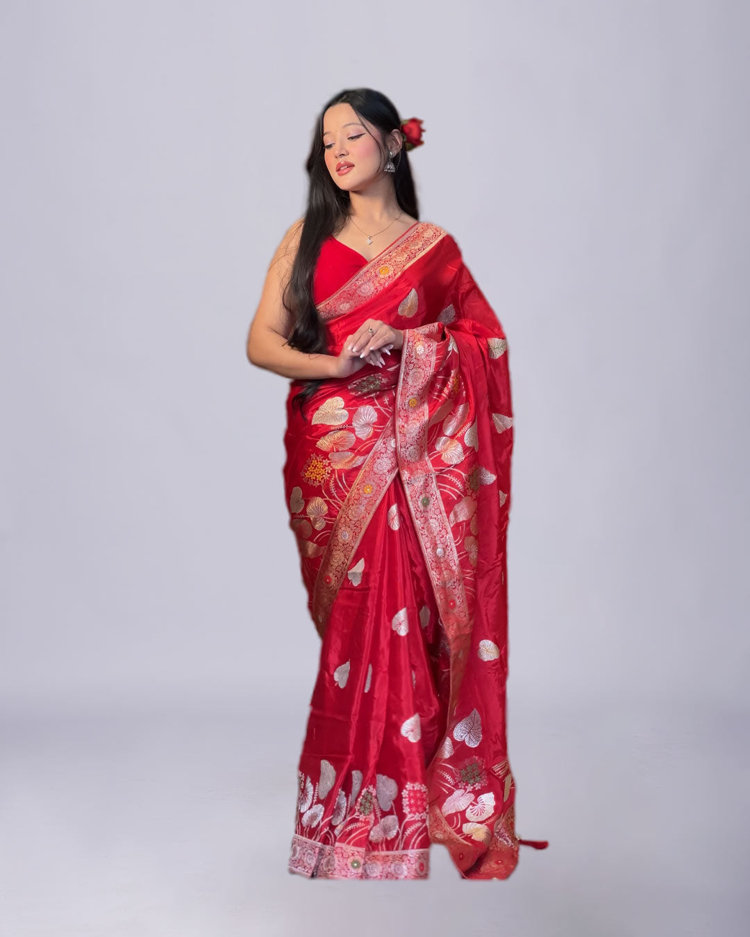 Crimson Glow – Upada Silk Saree