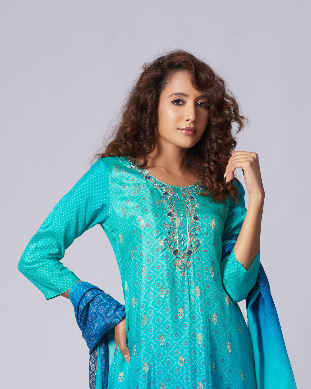 Blue Mirage – Ombré Silk Kurthi Set