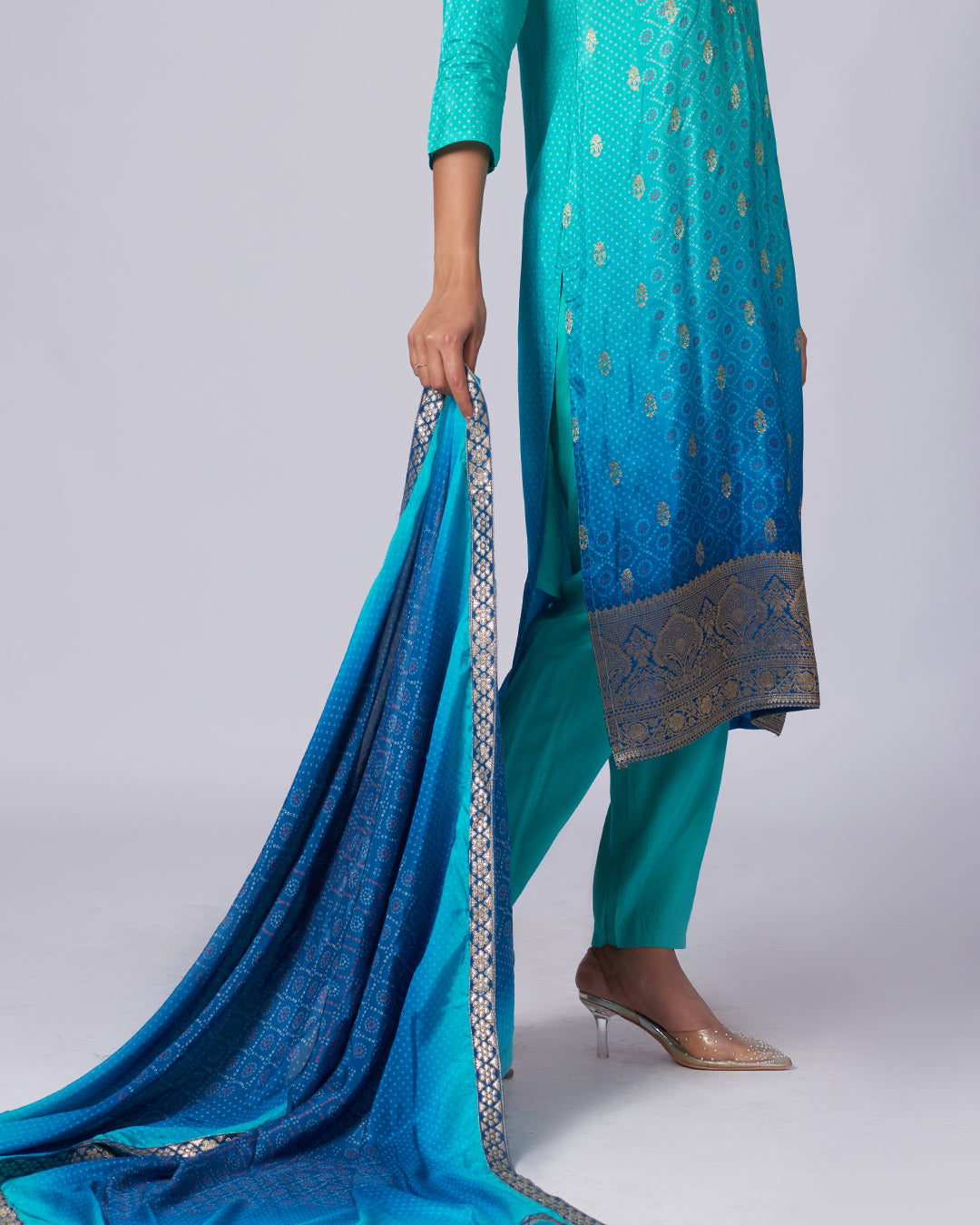 Blue Mirage – Ombré Silk Kurthi Set