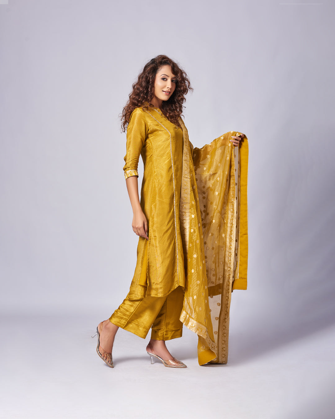 Golden Grace with a Festive Glow Kurthi Set