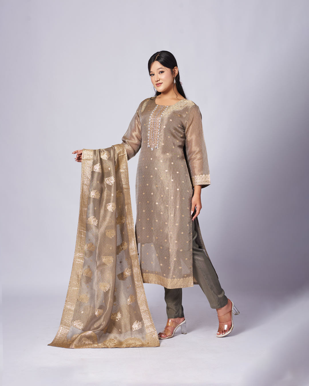 Moonlit Olive Kurthi Set 