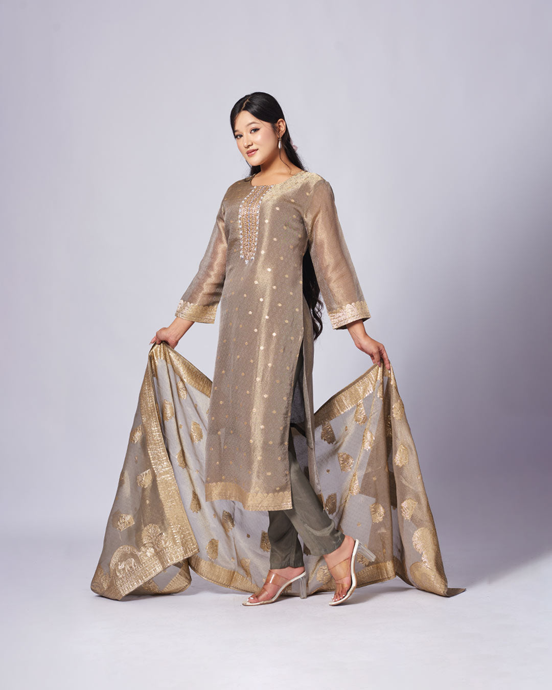 Moonlit Olive Kurthi Set 