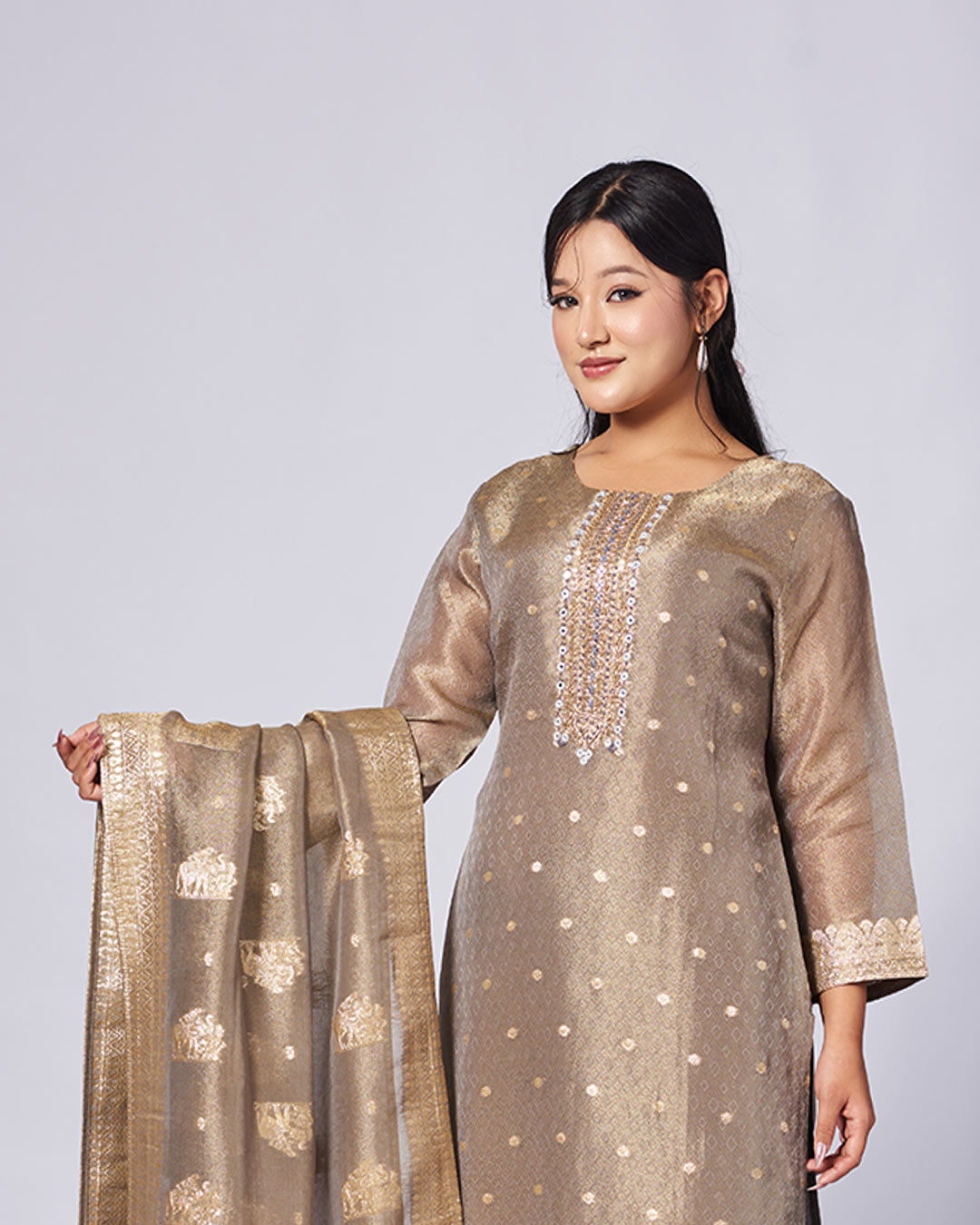 Moonlit Olive Kurthi Set 