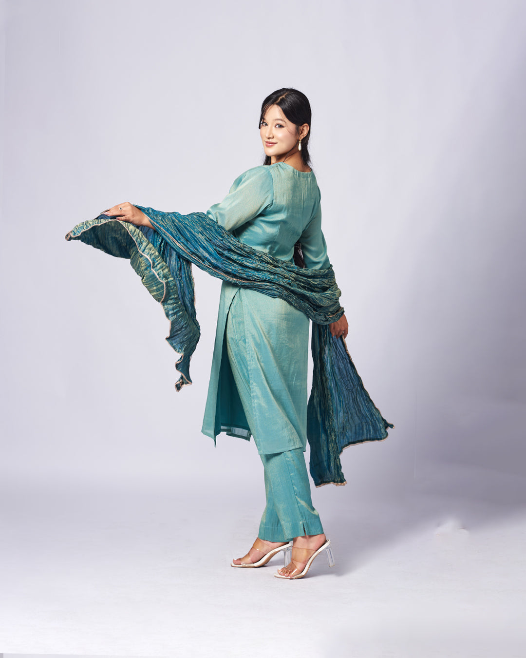 Emerald Grace Silk Kurthi Set