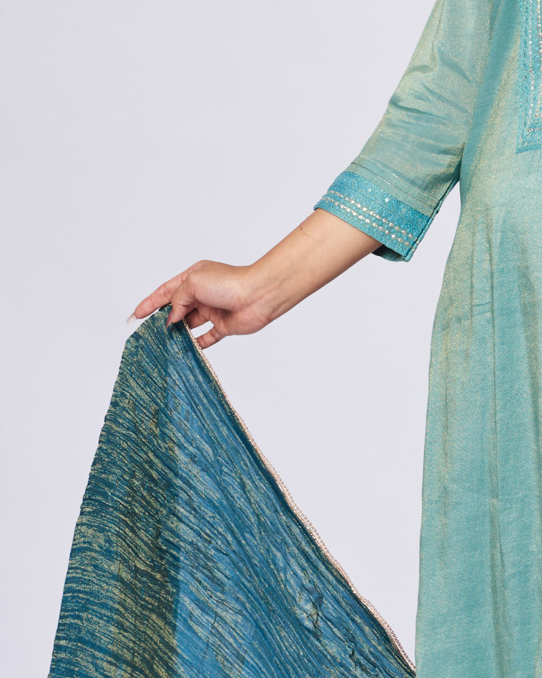 Emerald Grace Silk Kurthi Set