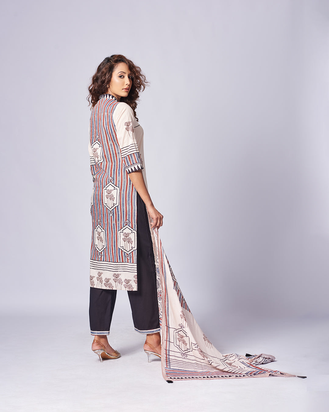 Ivory Bloom Cotton Kurthi Set