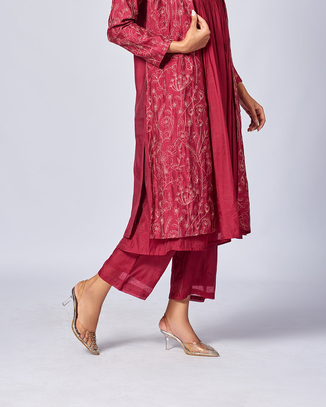 Crimson Royale Silk Kurthi Set